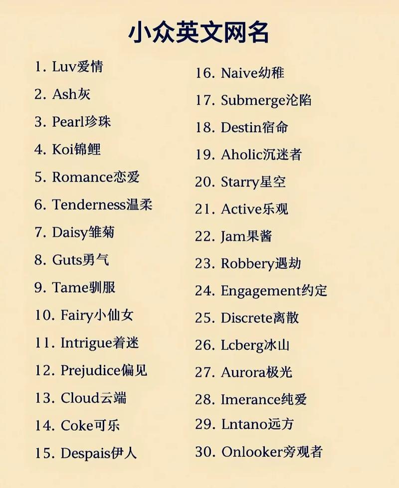 2025友情之旅,最新英文昵稱大冒險(xiǎn)之昵稱大全